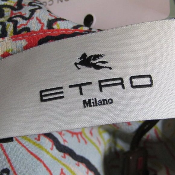 NEW ETRO Women's One Shoulder Silk Dress Multicolor Size 12 - Picture 14 of 16